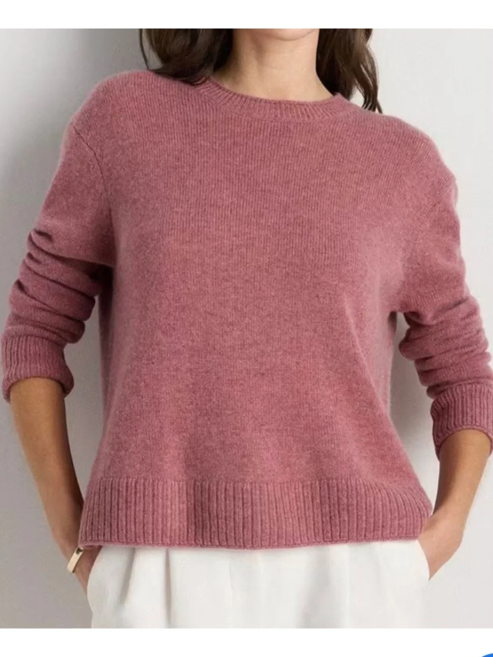 NWOT Quince Cashmere Boxy Crewneck Women's Sweater in Shaded Rose - Picture 1 of 4